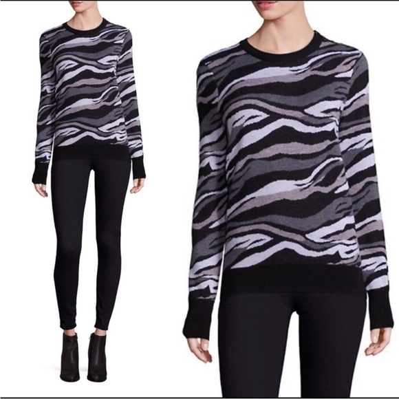 Equipment Ondine Crew Neck 100% Wool Pullover zipper shoulder Sweater Nwot